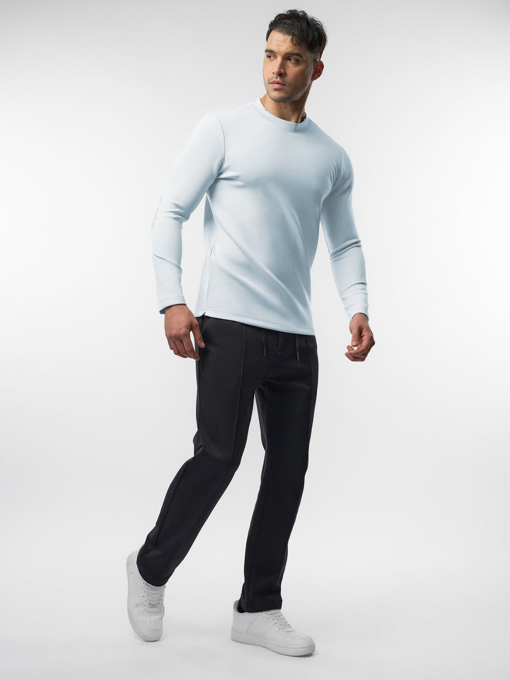 Modal Blend Elbow Patch Long Sleeve Tee:Slim Fit