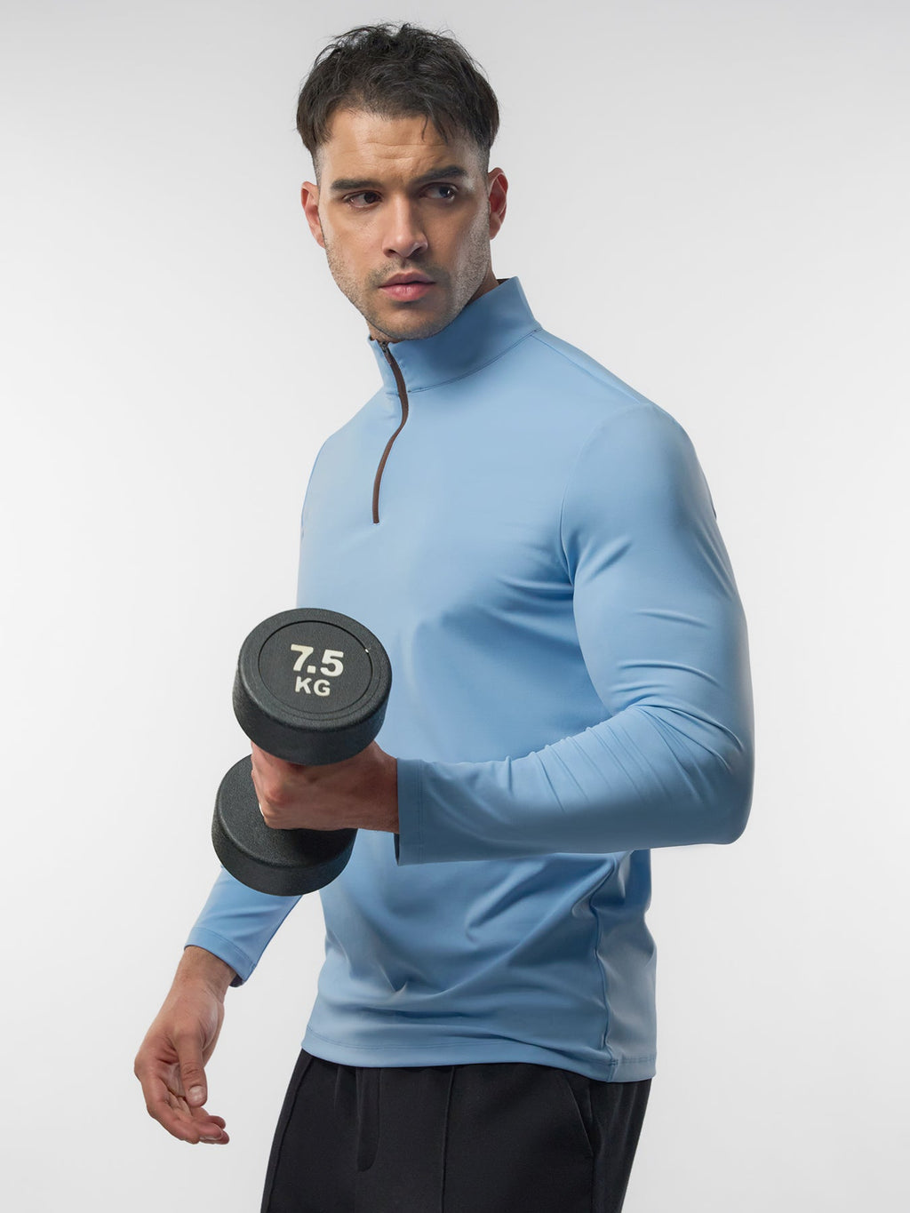 SmoothBlend Slim Fit Half Zip Mock Neck Tee: Zip Contrast Color