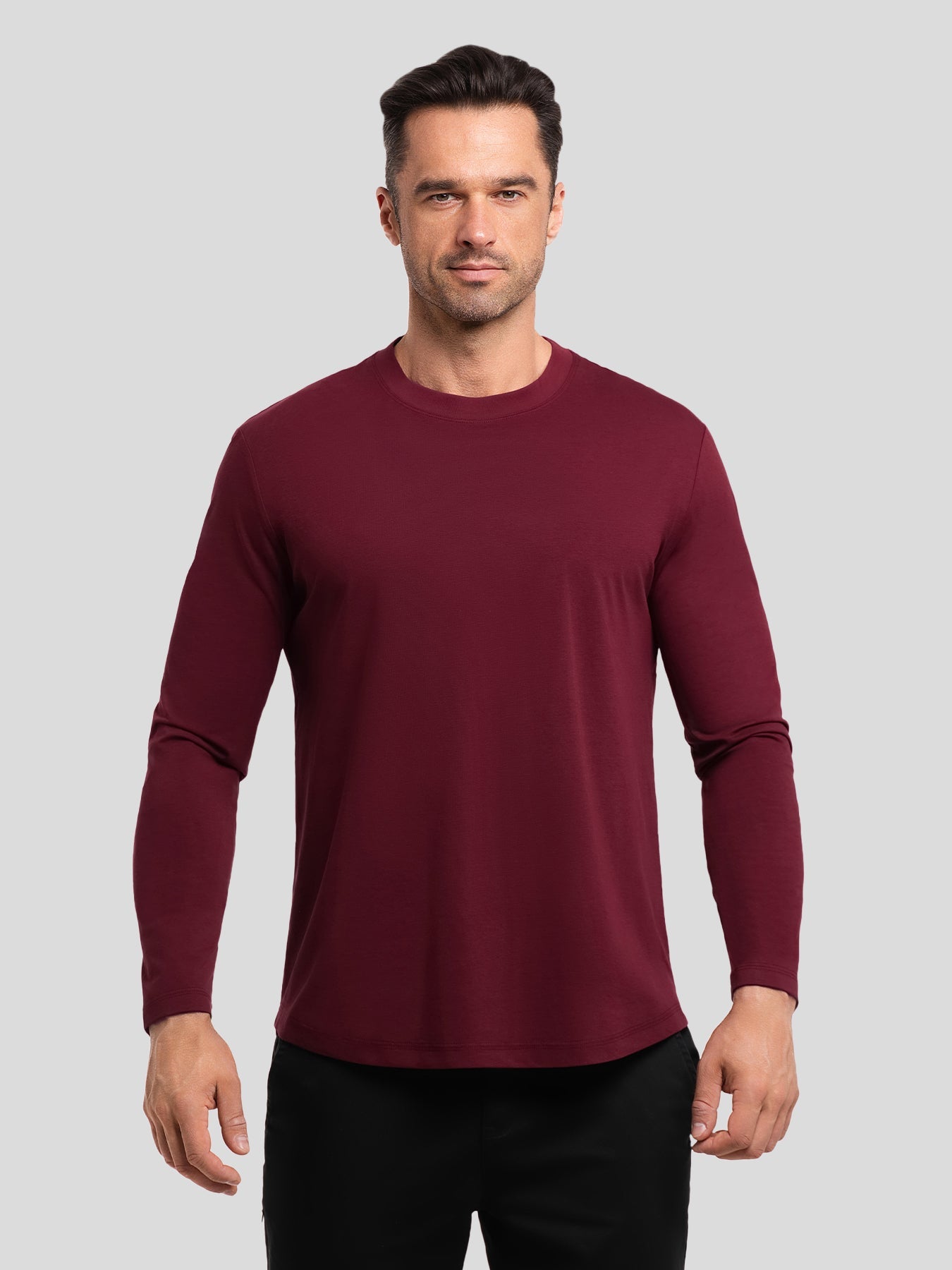 StaySmooth Long Sleeve Curve Hem Tee: Slim Fit