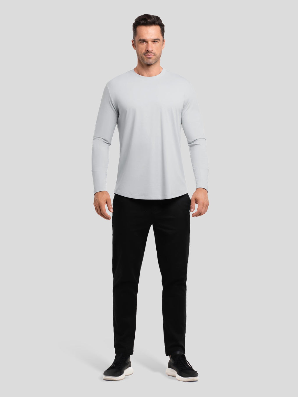 StaySmooth Long Sleeve Curve Hem Tee: Slim Fit