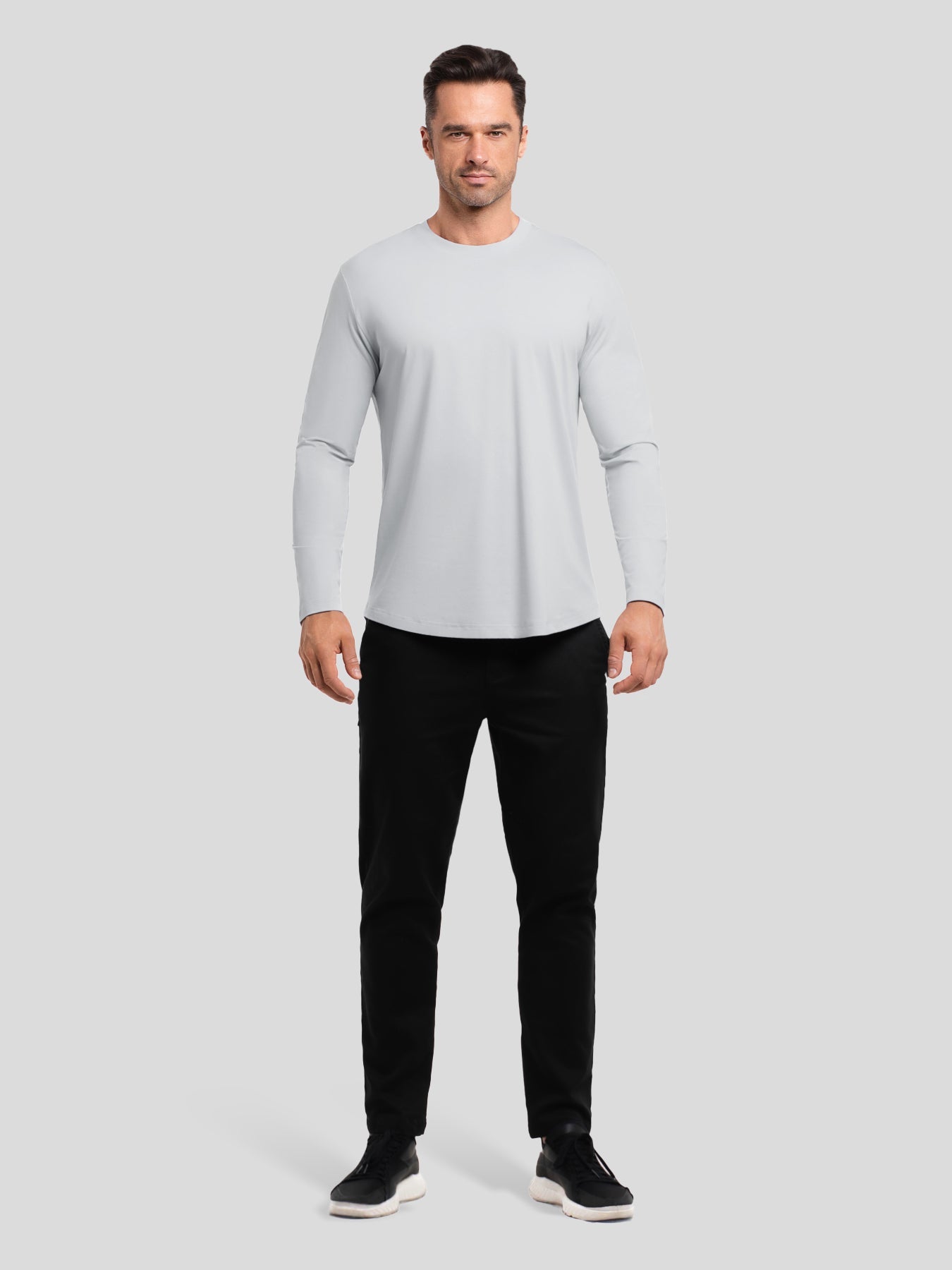 StaySmooth Long Sleeve Curve Hem Tee: Slim Fit