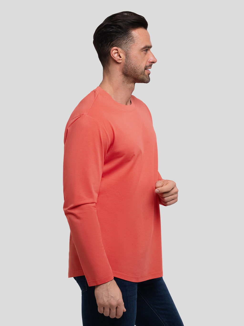 StaySmooth Long Sleeve Curve Hem Tee: Slim Fit