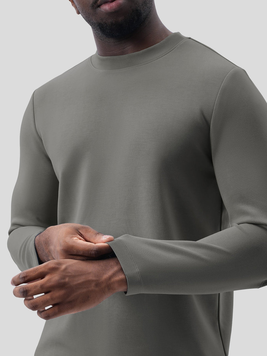 Modal Blend Elbow Patch Long Sleeve Tee:Classic Fit